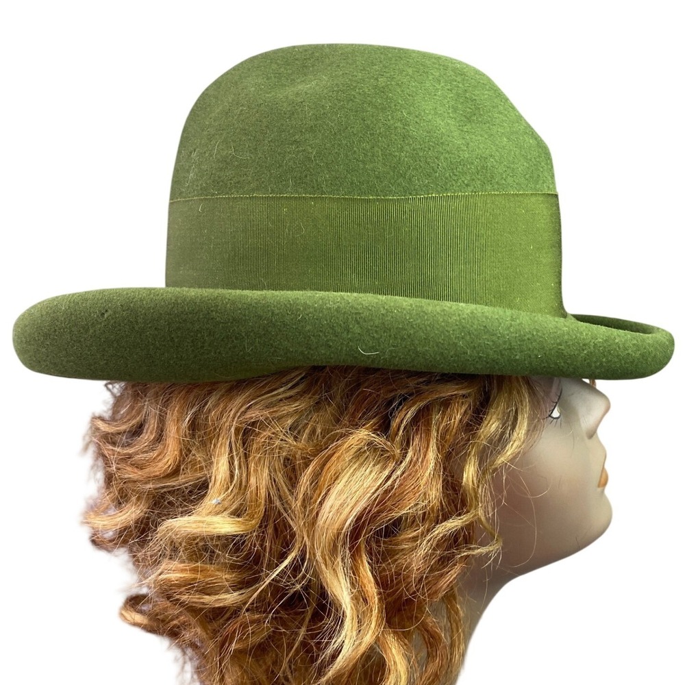 Vintage Glenover Fawn Tra Felt Hat Womens Small Bowler Wool Mod Fashion Church - Picture 4 of 10
